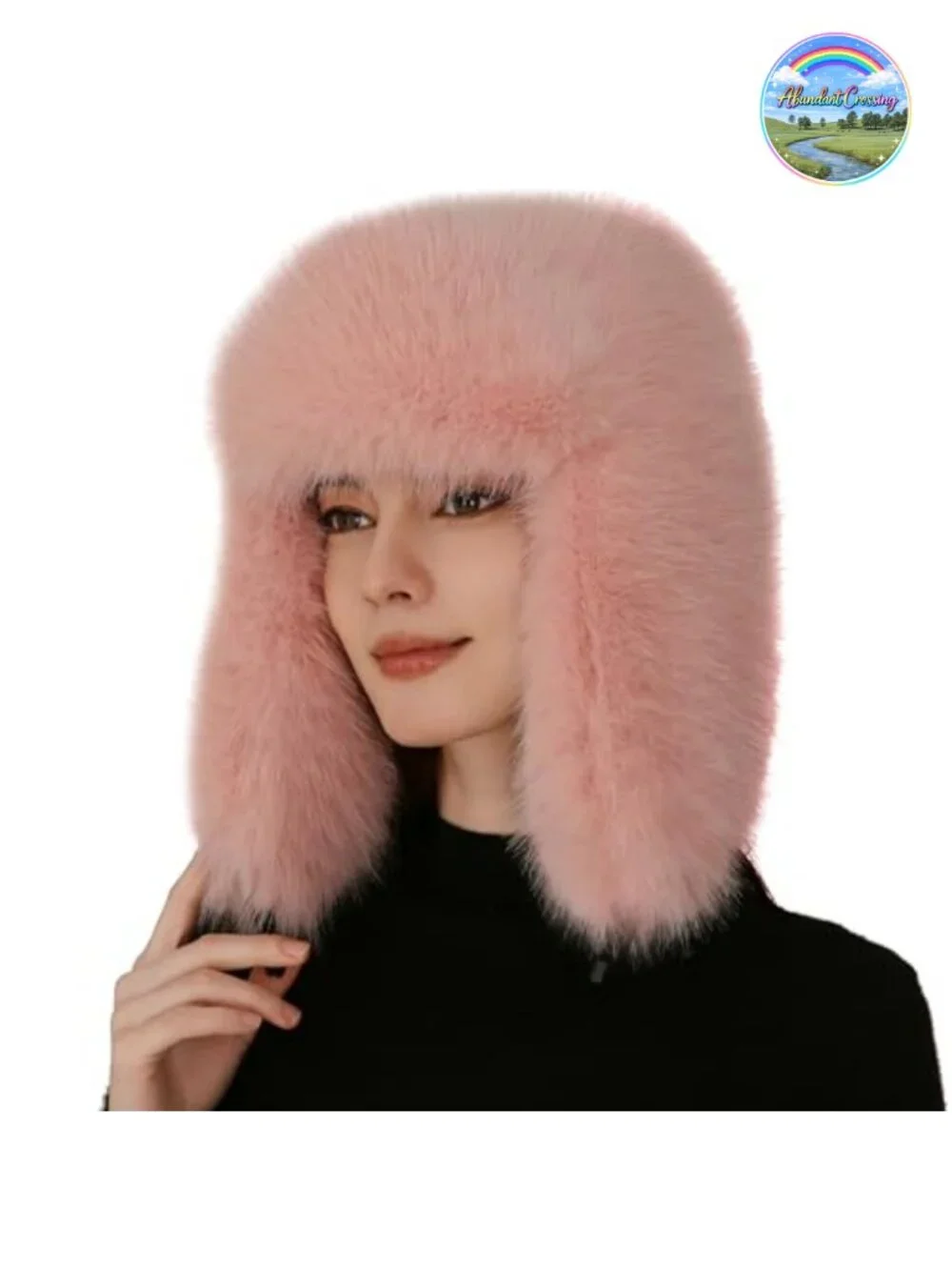 Faux Fur Trapper Hat with Foldable Ears Winter Warm Cossack Hat Unisex